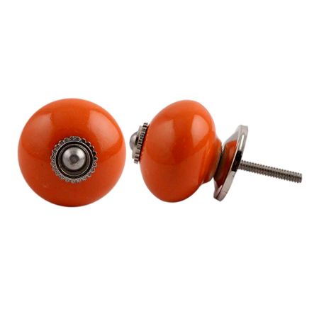 Orange Round Silver Fitting Ceramic Knob